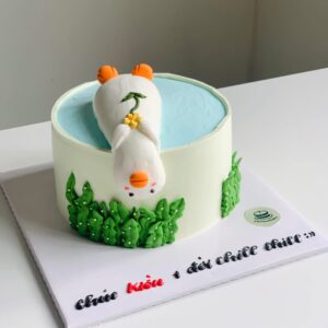 bánh kem tạo hình con vịt lười