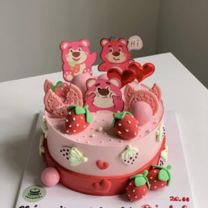 bánh kem gấu dâu