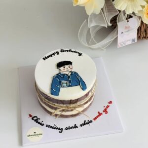 bánh tiramisu vẽ hình con trai