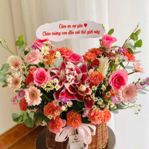 giỏ hoa chúc mừng sinh con