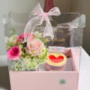 set hoa tươi và bánh redvelvet
