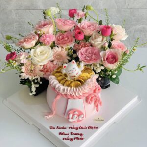 set hoa và bánh khai trương